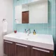2017 Q3 Image Residential Destination Eichler Bathroom Vanity Backsplash Tile 4X8 Straight Set Aqua Glacier Bay