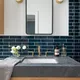 New traditional bathroom blue tile backsplash tile