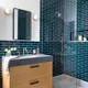 New traditional bathroom shower blue tile backsplash tile