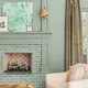 Transitional living room fireplace green tile 2