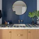 Bohemian blue subway bathroom tile counter tile