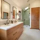 Modern bathroom green subway tile 2