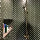 New traditional green herringbone subway shower tile