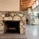 Modern brown brick subway fireplace 1