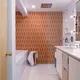Modern orange bathroom shower tile2