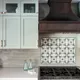 Traditional brown gray brick tile kitchen backsplash