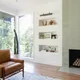 Modern green subway tile fireplace 2