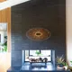 Midcentury black brick tile fireplace
