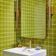 Modern green square tile bathroom
