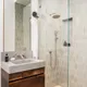 2020 img residential rights mokume design studio photo christopher stark bathroom shower wall niche tile picket vertical foggy morning mist FC210837